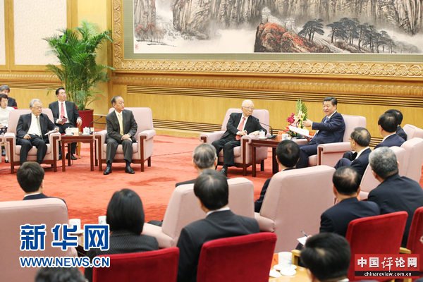 9月26日，中共中央总书记习近平在北京人民大会堂会见台湾和平统一团体联合参访团。 新华社记者 姚大伟 摄 