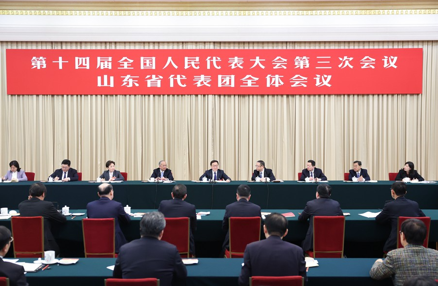 韩正参加山东代表团审议